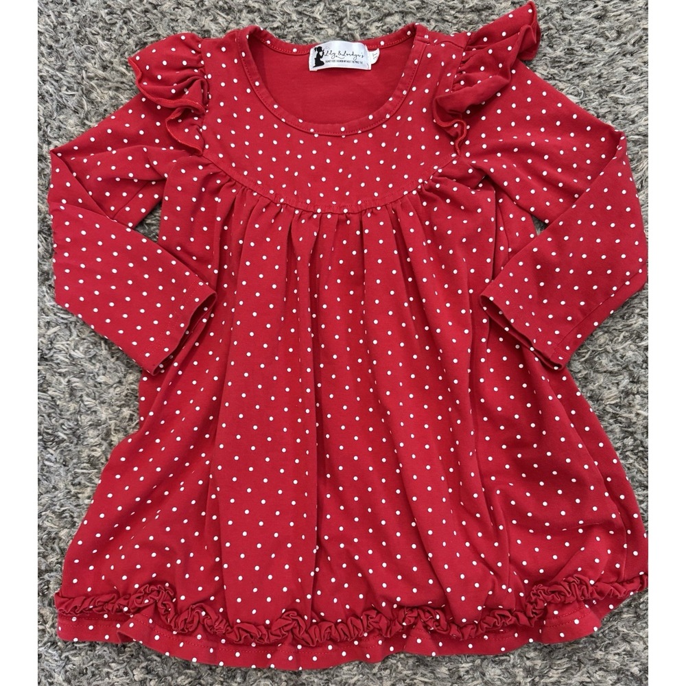 3T Lily And London Red And White Polka Dot Twirl Dress coquette girl